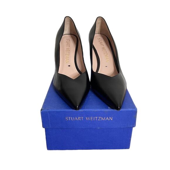Stuart Weitzman Anny Black Stiletto Pump Leather Black New Size 9.5 - Picture 2 of 6